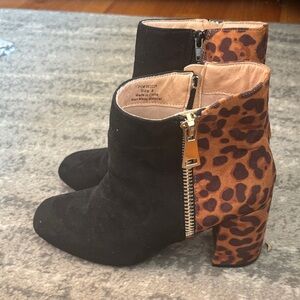 Leopard and Black Ankle Booties size 8